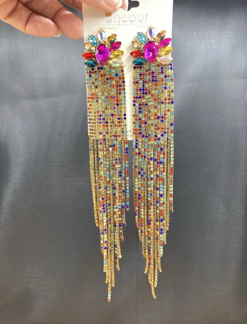 Encour Multi Rhinestone Chandelier Fashion Jewelry Earrings Women