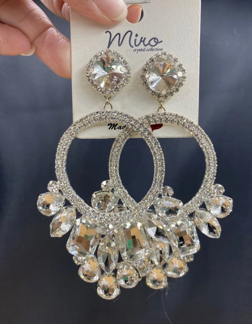 Miro Crystal Collection Rhinestone Fashion Jewelry White Earrings Women
