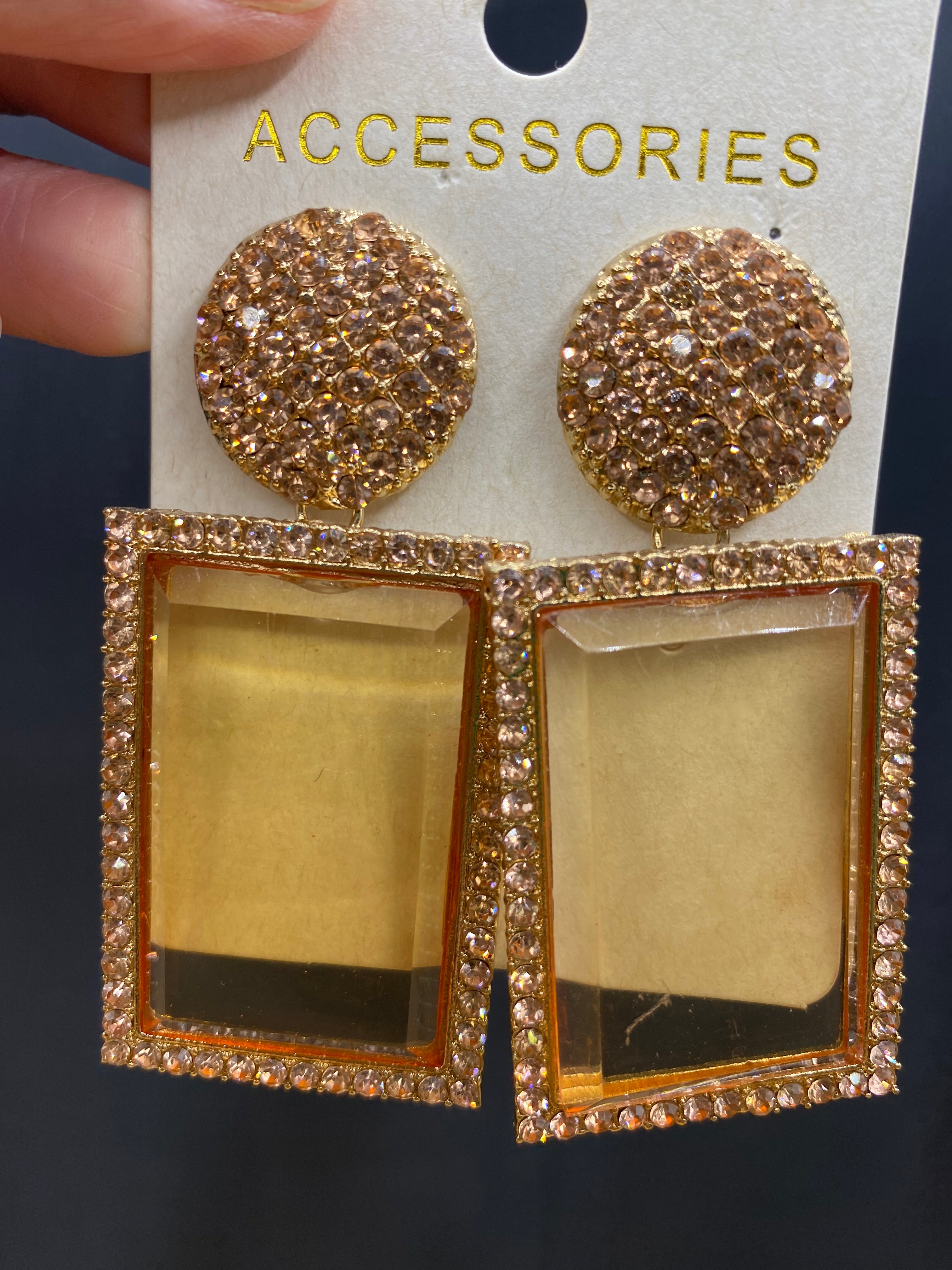 Rhinestone Square Fashion  Earrings Jewelry Women