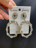 Fashion Jewelry Rhinestone Dangle Hoop White Earnings Women