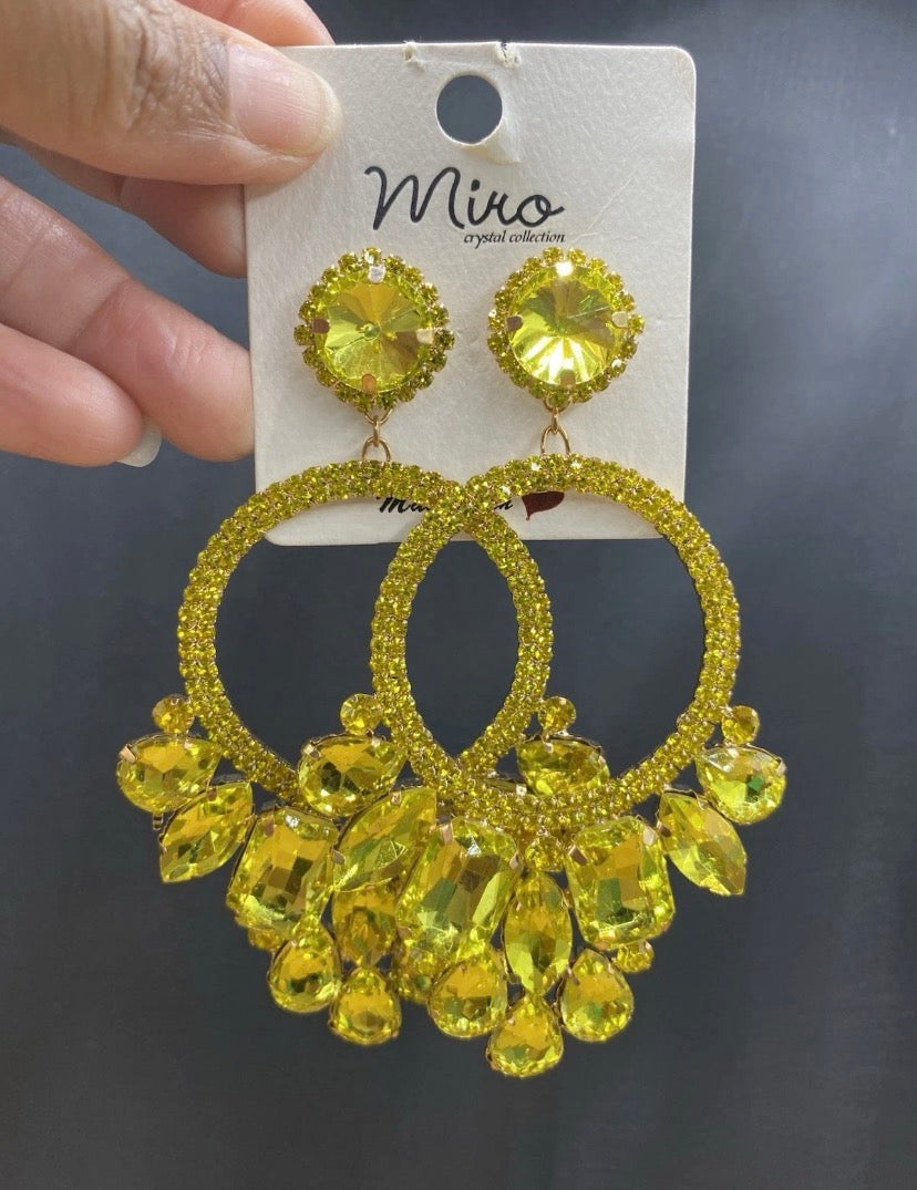 Miro Crystal Collection Rhinestone Fashion Jewelry Yellow Earrings Women