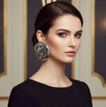 Stud XL Hammered Silver
Domed Disc Earrings Rhodium Plated