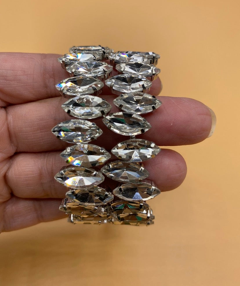 60MM MARQUISE RHINESTONE ACCENT ROUND HOOP EARRING