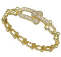 Luxury Design Cable Gold Tone Real 14k Gold Plated CZ Pave Bangle