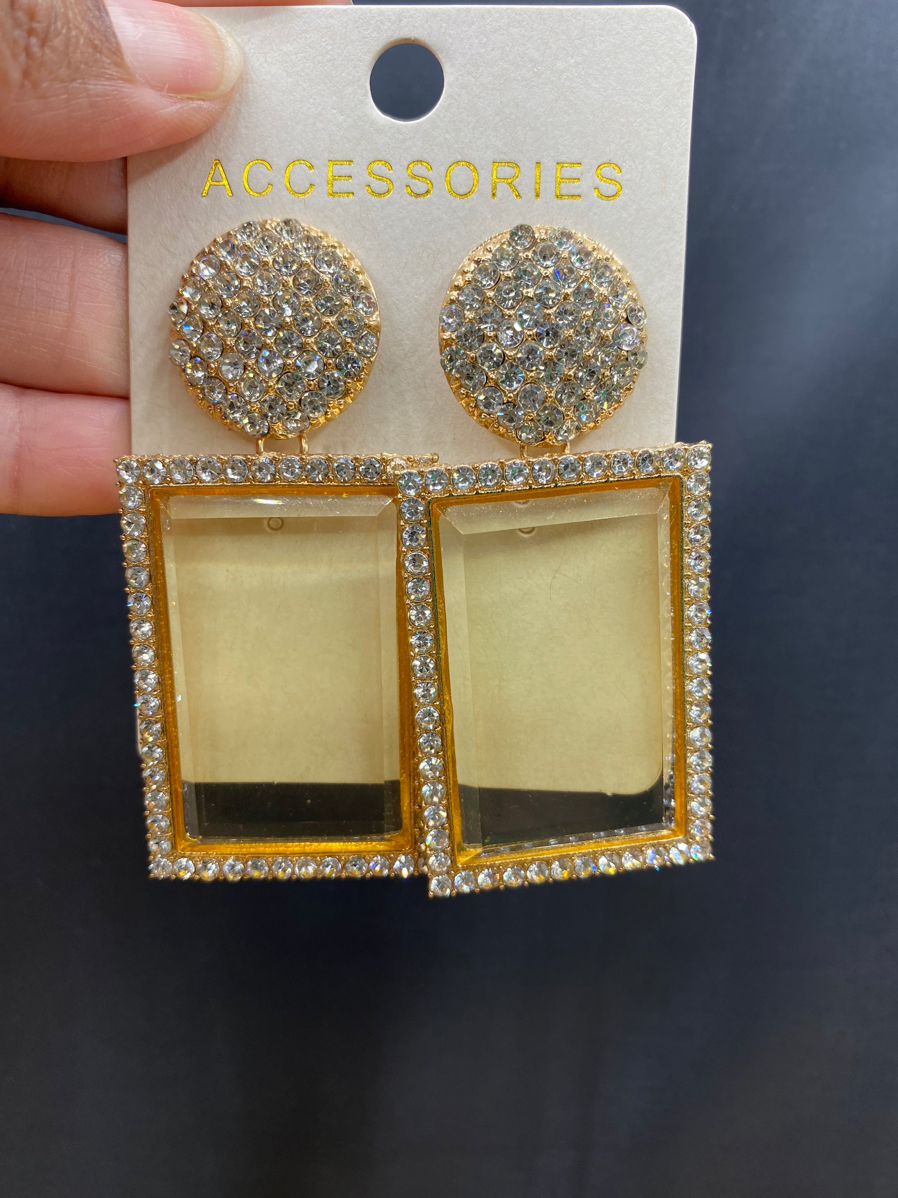 Rhinestone Square Fashion  Earrings Jewelry Women