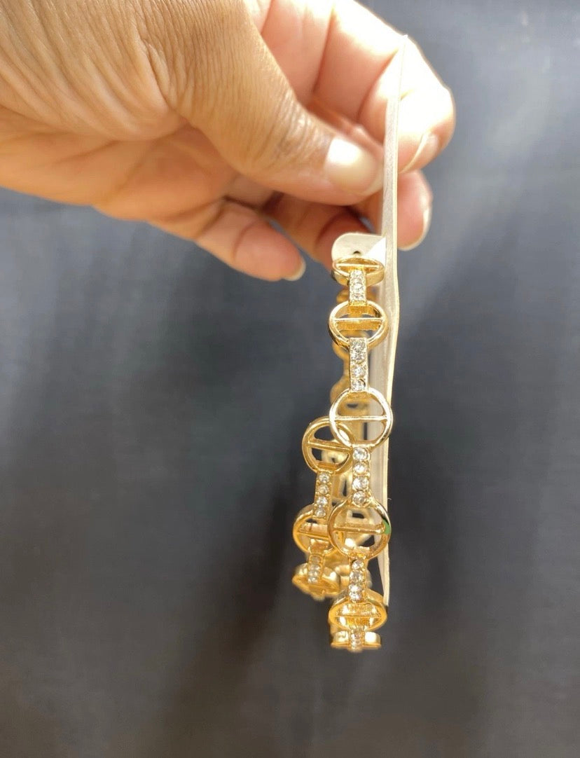 Lala Rhinestone Hoop Gold Earrings Post Back