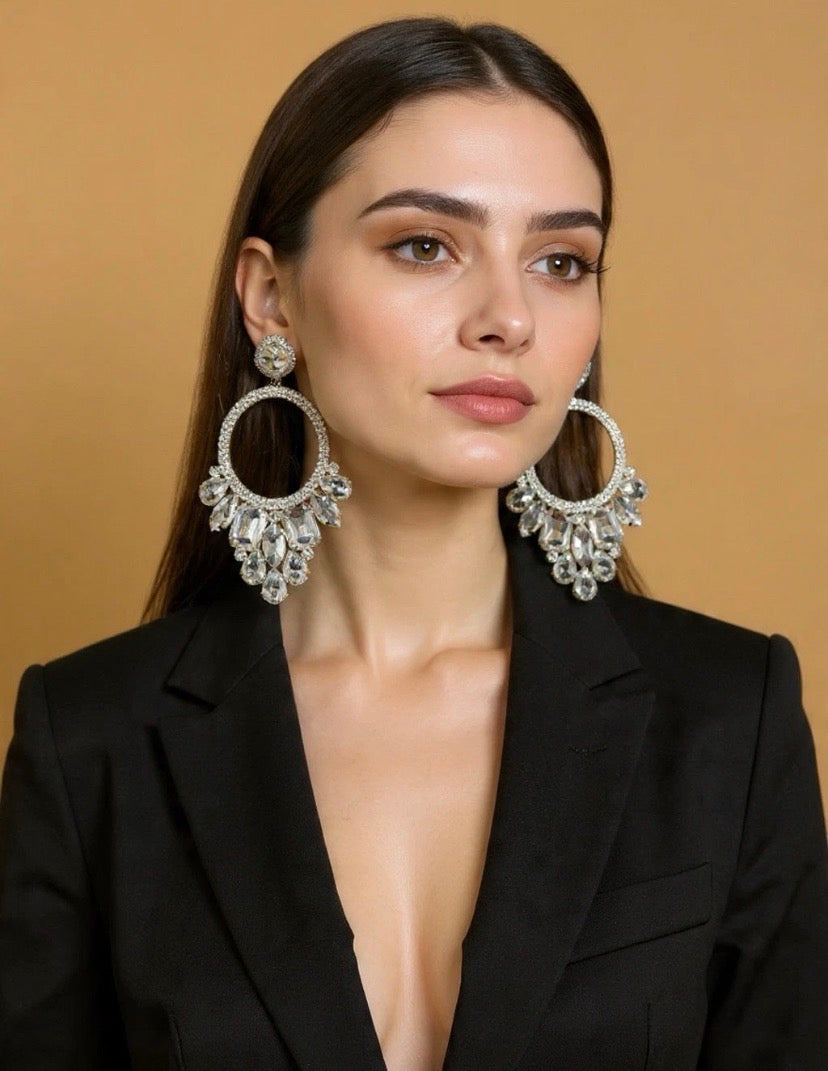 Miro Crystal Collection Rhinestone Fashion Jewelry White Earrings Women