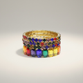 Multi Rhinestone Stretch Bracelets Set Women 4Pc
