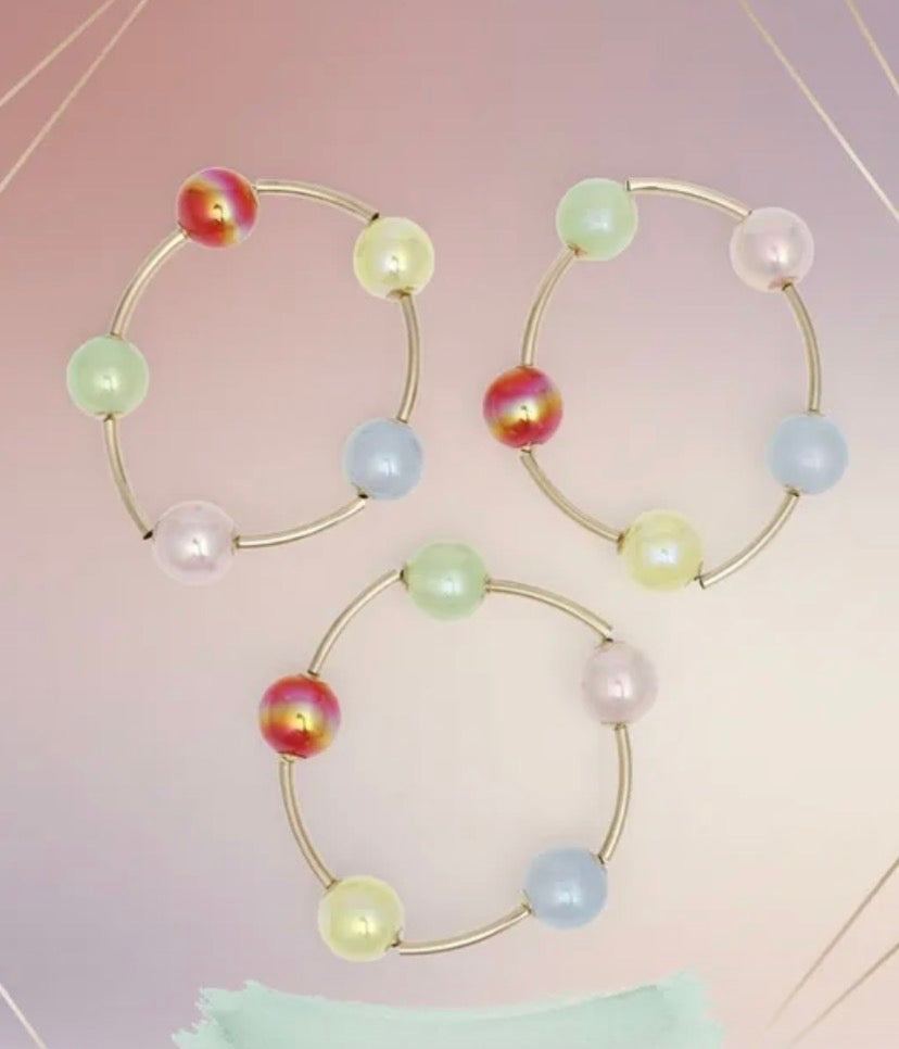 High Gloss Multicolor Pearlescent Bracelets – Set of 3 Women