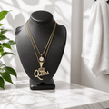 Queen Crown Layered Gold Queen Rhinestone Necklace Pendant